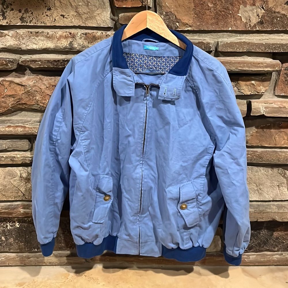 J. McLaughlin Blue Cotton Bomber Jacket Silk Lining